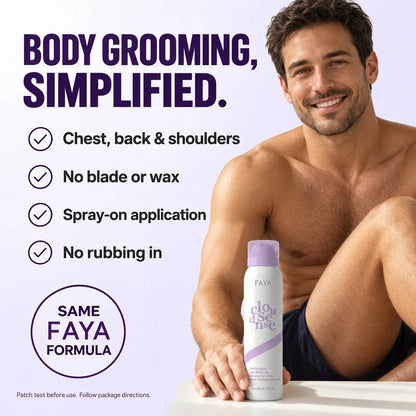 FAYA men's body hair removal mousse — benefits model