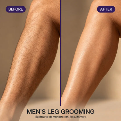 FAYA men's body hair removal mousse — calf comparison