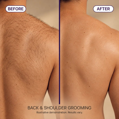 FAYA men's body hair removal mousse — back comparison