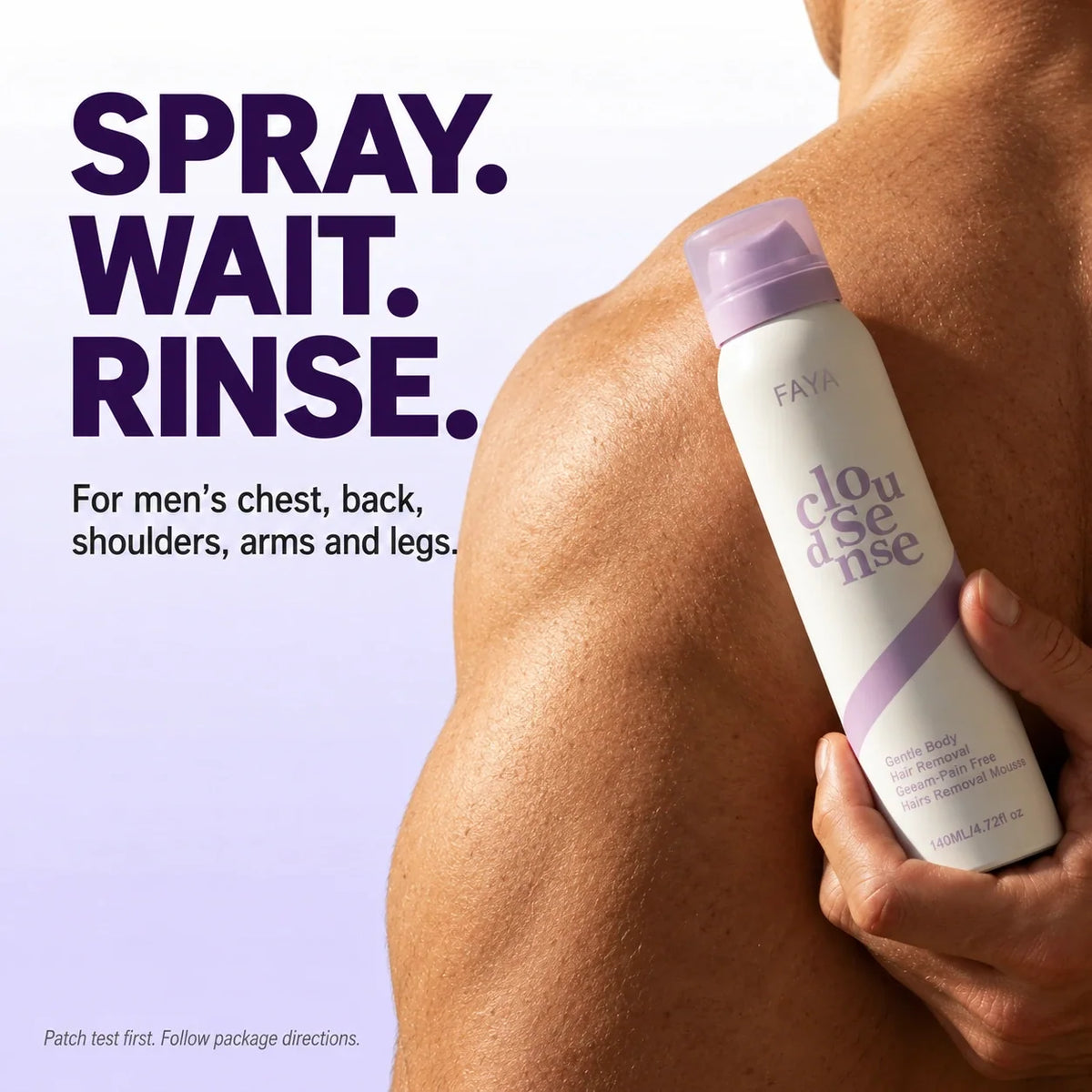 FAYA men's body hair removal mousse — shoulder routine
