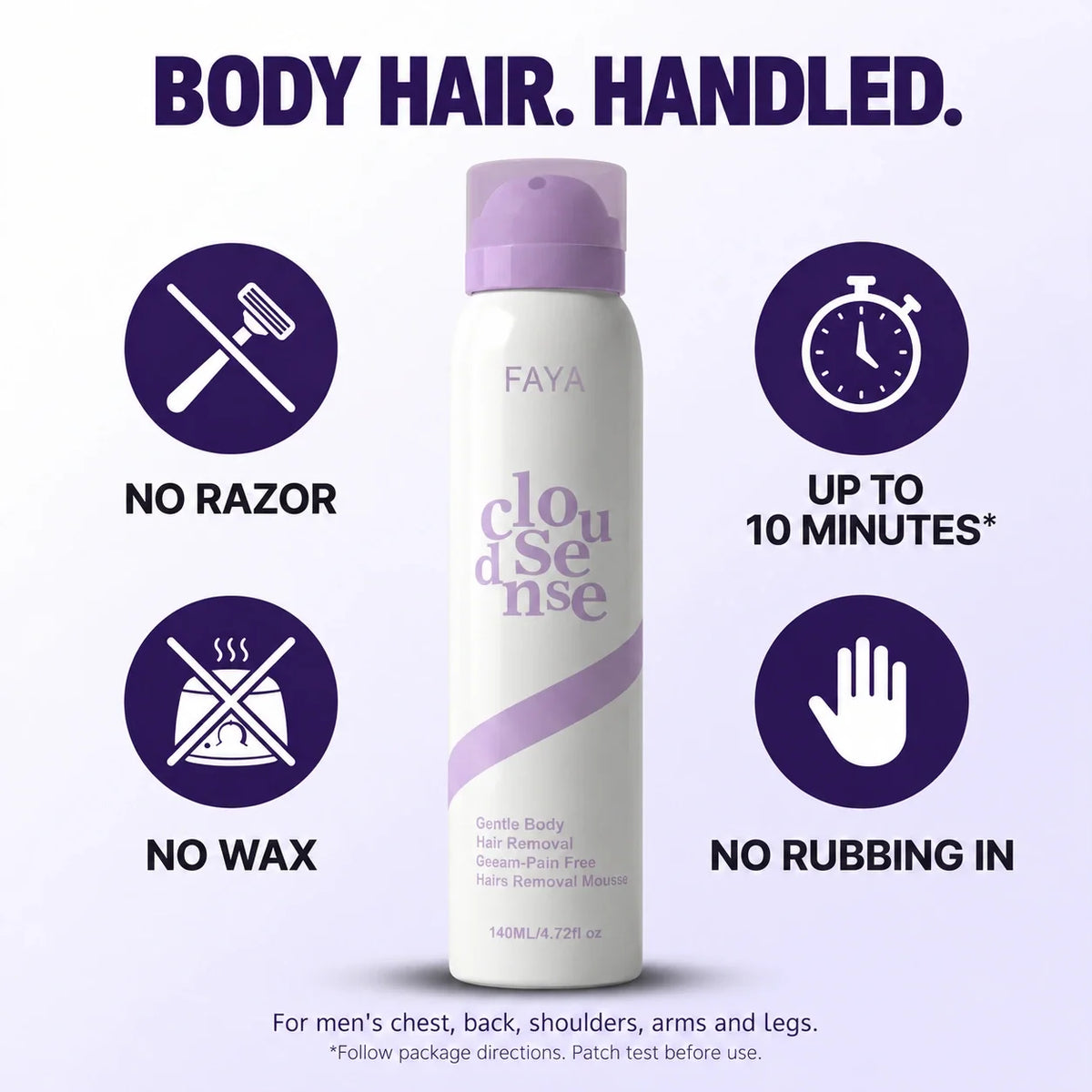 FAYA men's body hair removal mousse — product hero