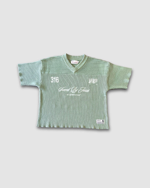 "SAVED BY JESUS" - MATCHA KNIT JERSEY